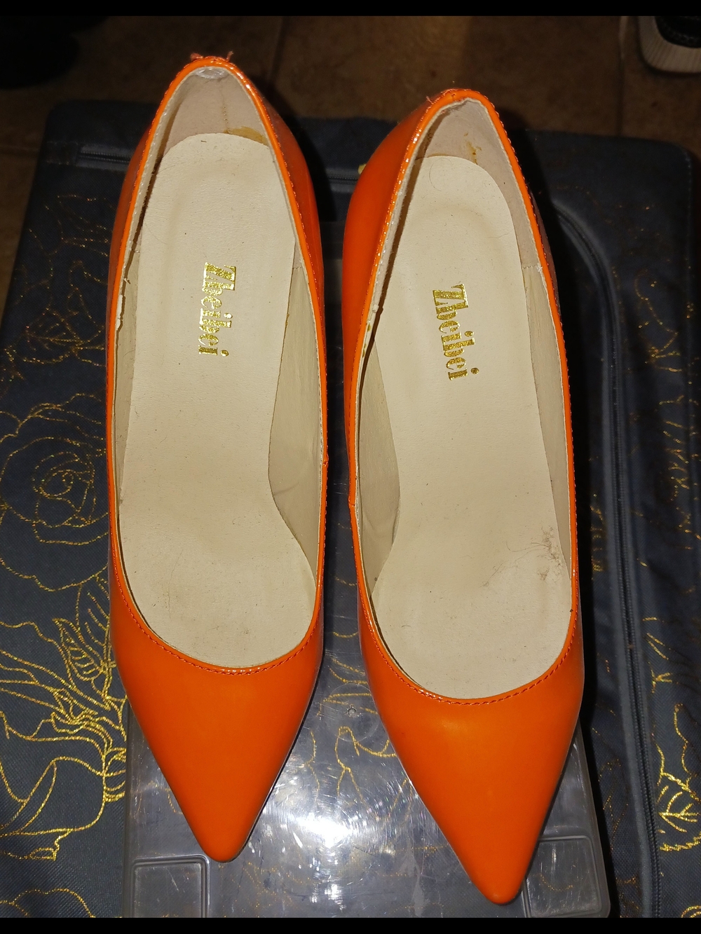 Orange Pointed-Toe Women’s Heels